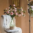 thumbnail image 3 of Faux Silk Real Touch Blooming Rose Stem in Pink 25" Tall, 3 of 8