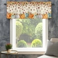 thumbnail image 4 of Orange Pumpkins Fall Farmhouse Short Window Curtain Valances, Thanksgiving Maple Leaf Sunflower Autumn Rod Pocket Kitchen Valances for Living Room Bedroom Bathroom Cafe 54" x 18", 4 of 8