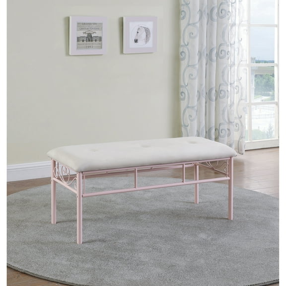 Massi Tufted Upholstered Bench Powder Pink