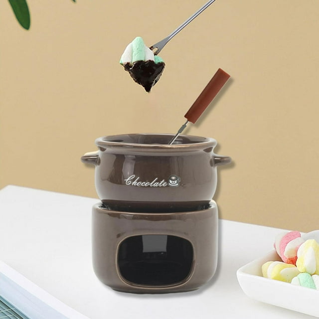 Taza para fondue, electrodomésticos de cocina, regalos, multifuncional, con tenedor, taza para derretir chocolate para refrigerios, hogar, compromiso. Café