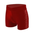 thumbnail image 2 of Doomiva Kids Girls Yoga Athletic Shorts Ballet Dance Tumbling Short Sparkly Rhinestones Dancing Burgundy 8, 2 of 6