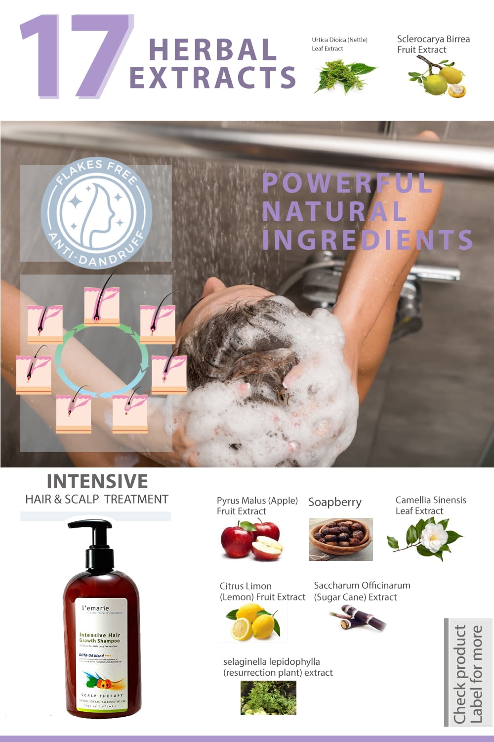L'emarie Biotin Shampoo for Hair Growth & Thinning - Anti-Hair Loss with Ziziphus Bark, Pea Peptide, Rosemary, Eucalyptus & Irish Moss Extract - Fortified with Caffeine & Salicylic Acid  16 Ounces