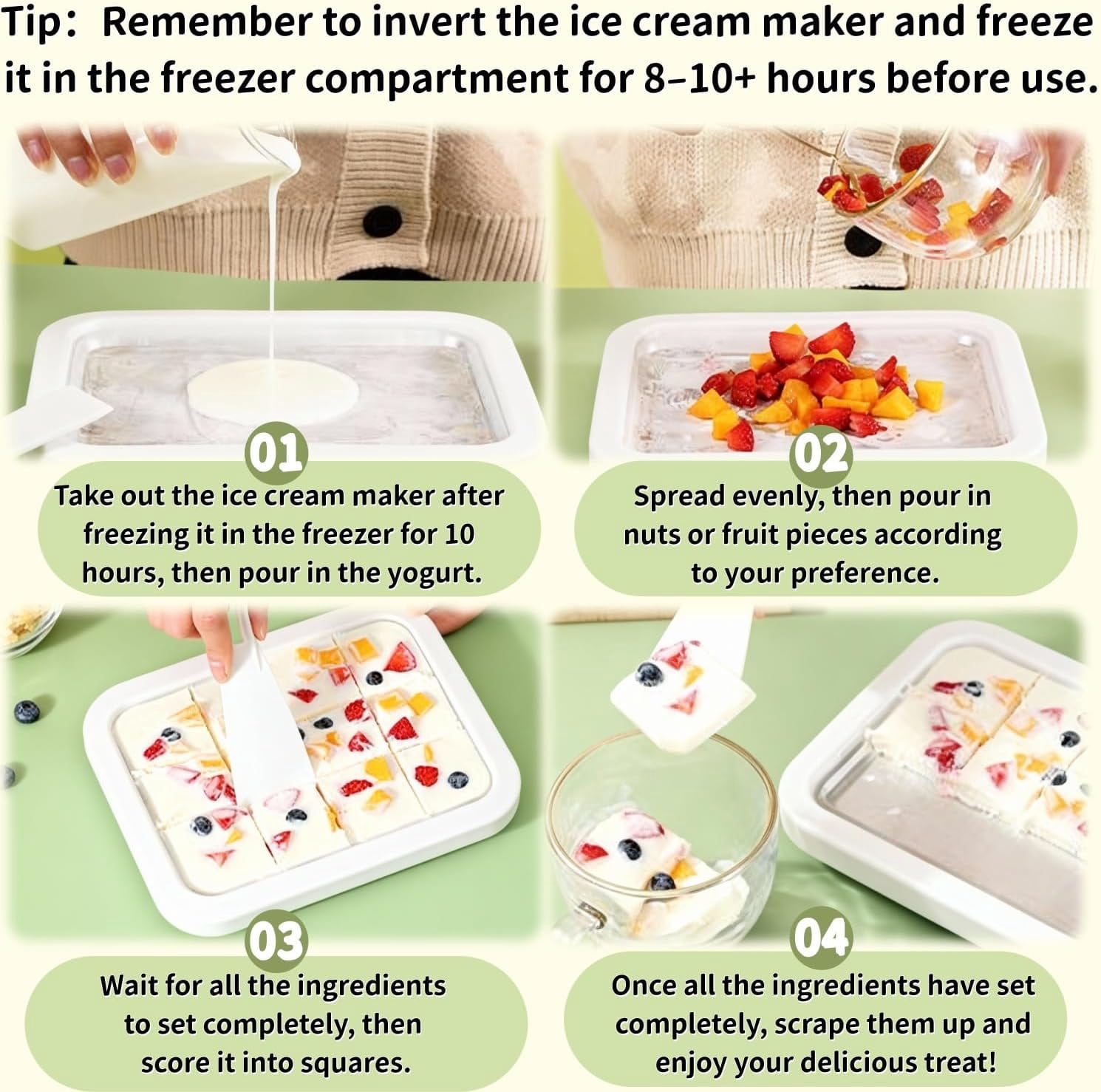 Rolled Ice Cream Maker Kit, 2026 New At-Home Stainless Steel Instant Freeze Plate with 2 Scrapers, DIY Rolled Ice Cream Tray, Perfect for Family Fun, Easy Homemade Desserts (White)