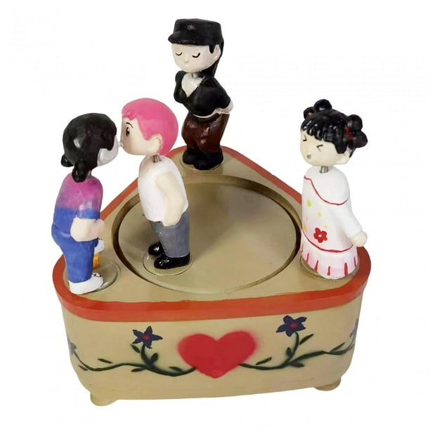 Kissing Couple Music Box ,Handcranked Music Mechanism ,Rotating Statue