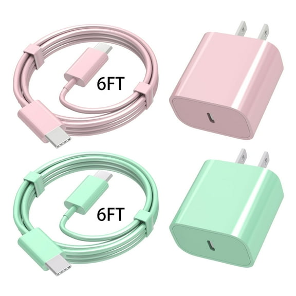 Charger for iPhone 17 16 15, 20W USB C Wall Charger,Type C Charger Block 2 Pack with 2 Pack 6FT Cable for iPhone iPhone 17/17 Pro/17 Pro Max/Air/16/16e/15,iPad Pro/Mini/Air/Air4/AirPods/Samsung
