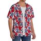 thumbnail image 2 of Fotbe Palm Tree Pattern on Red Camisa Estampada de Manga Corta para Hombre, Casual de Verano, Estilo Playero, Sin Arrugas-4X-Large, 2 of 5
