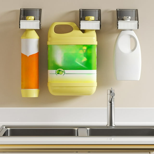 Estante de pared para gel de ducha sin perforaciones, de plástico, para colgar detergentes. Ideal para organizar el baño. 2 unidades. 6,3 x 6,7 x 6,5 cm. Gris Rkxzt