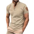 thumbnail image 2 of pstuiky camiseta de hombre, Blusa informal de color liso con botones y bolsillos, manga corta y cuello alto para hombre camisas casuales para hombre l, 2 of 9