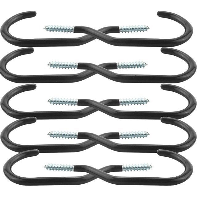 Ganchos para bicicletas, juego de ganchos para almacenamiento de bicicletas de alta resistencia, colgadores de almacenamiento para uso general atornillables, ganchos para garaje, jardín, recubiertos de plástico para montaje en pared/techo para bicicletas de monta?a/carretera (6 piezas, negro) LingWen 8390612783920