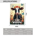 thumbnail image 3 of Welcome Spring Summer Cow Garden Flag 12x18 Inch Double Sided Farmhouse Yard Flag Floral Cow With Butterfly & Flower Wreath Outdoor Decoration, 3 of 8