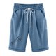 thumbnail image 1 of Gibobby Pantalones colombianos cortos con estampado de diente de león de lino y algodón para mujer, pantalones cortos con cordones para entrenamiento en la playa con bolsillo(Azul, S), 1 of 4