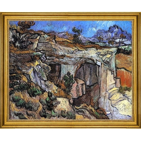 Vincent Van Gogh Entrance to a Quarry near Saint-Remy - 16" x 20" Framed Premium Canvas Print
