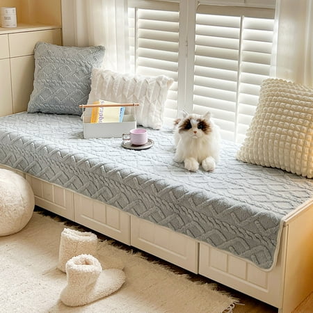 

Namzi-b Solid Color Plush Table Runner Faux Sheepskin Decorative Shaggy Dresser Scarf Not-Slip Desk Pad Luxury False Fur Dresser Tablecloth-wathet 70x150cm(27.56x59.06inch)