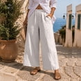 thumbnail image 5 of Oiangi Womens Plus Size Wide Leg Pants Elastic Waist Palazzo Pant Fall Trendy Ankle Trousers with Pockets White 2XL, 5 of 7