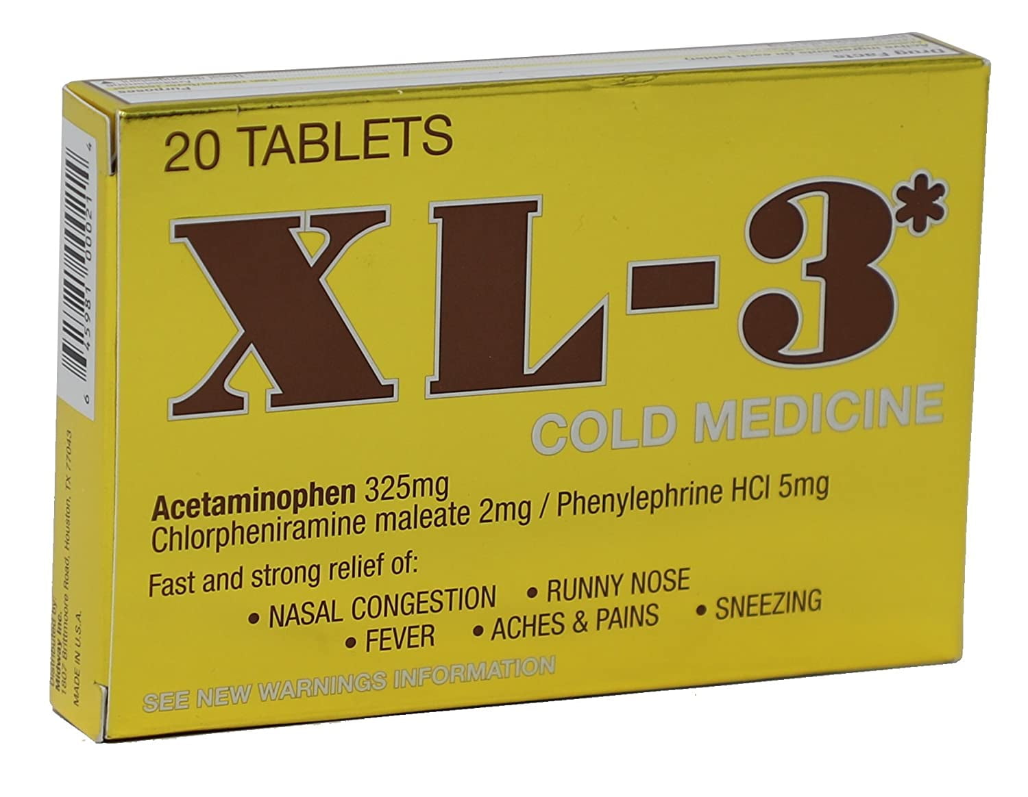 Xl-3 Cold Medicine Nasal Congestion & Fever Relief Tablets, 20 ct, 6 Pack