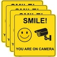 thumbnail image 1 of QTH 4 Pcs Smile You Are On Camera Sign Sticker - 15 cm x 15 cm - Self Adhesive Vinyl, 1 of 4