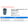 thumbnail image 2 of Oil Filter - Compatible with 1994 - 2010 Dodge Ram 3500 1995 1996 1997 1998 1999 2000 2001 2002 2003 2004 2005 2006 2007 2008 2009, 2 of 2