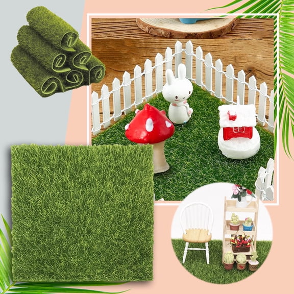 Artificial Garden Grass Life Like Fairy Artificial Grass Lawn Miniature Ornament Garden Dollhouse DIY Grass