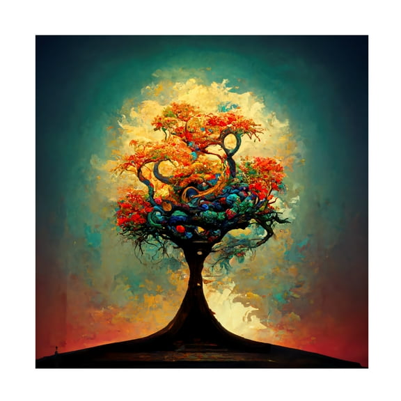 Canvas Wall Art - Ray Heere 'Tree Of Life 7' Wall Art for Living Room, Bedroom, or Office Décor by Trademark Fine Art - 14 x 14 Inches