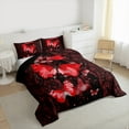 thumbnail image 4 of Manfei Romantic Red Butterfly Bedding Comforter Set for Adult, Mandala Paisley Print Twin Comforter Sets, Valentines Day Reversible Bedding Set, Breathable Home Decor, 2pcs, 4 of 9