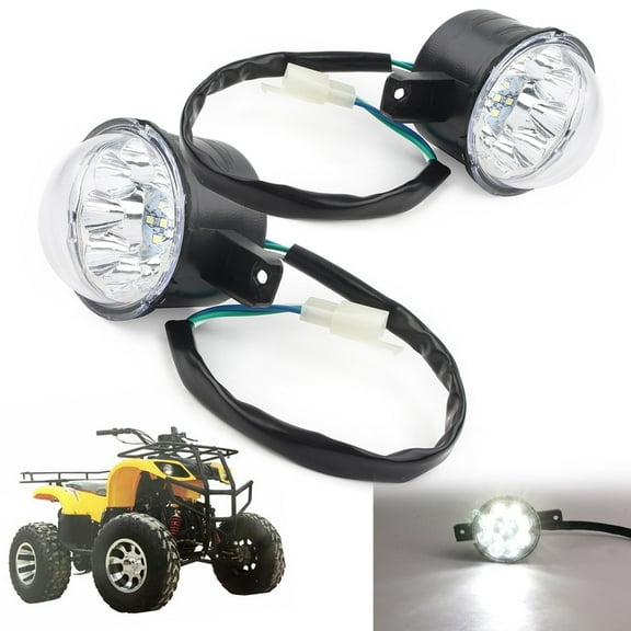 ZS 2PCS LED 3 Wire Headlight Head Light For ATV Quad 110 125CC Taotao Coolster Gokart