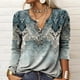 thumbnail image 4 of Tops Camisetas de cuello redondo y manga larga para mujer Blusas tipo túnica Blusa estampada Camisa elegante informal para mujer con tapeta de botones (multicolor, S-XXL), 4 of 4