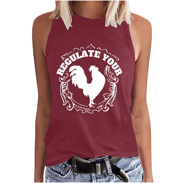 Moda Casual mujer sin mangas impreso damas cuello redondo Tank Tops chaleco camiseta Fridja gh4489