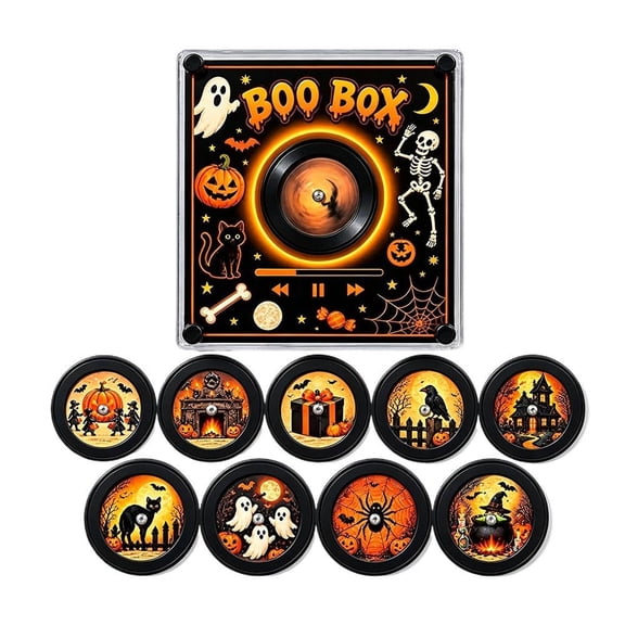 Retro Record Player Fridge Magnet Music Box, Mini Vinyl Player with Rotating Disc & LED Light, Halloween Holiday Decoration for Refrigerator, Kitchen, Bedroom, Party & Gift