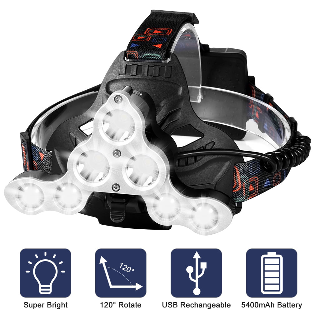 Observation Hunting Zoomable Headlamp USB Rechargeable 600 Lumens Motion Sensor Headlight with Batteries for Night Vision Camping LED Head Torch with Red Light
