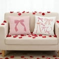 thumbnail image 5 of Uuiauoio 4 pcs Pink Bow Throw Pillow Covers, 18 x 18 Inch Soft Jacquard Cushion Case Decoration for Girl Gift Bedroom Holiday Home Sofa Couch, 5 of 9