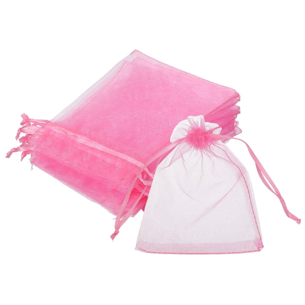 Bolsas de organza Uxcell, bolsas de regalo de malla transparente con cordón para joyas, Navidad, bodas, festivales, fiestas, dulces, rosa oscuro 4 x 5 pulgadas