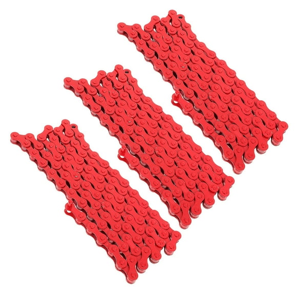 PTOOTP 3-Pack Red Anti-Rust Bike Chain for Motorbike Smooth Gear Shifting and