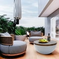 thumbnail image 5 of LuxenHome Gray and Brown MgO Round Coffee Table, Indoors and Outdoors, 5 of 10