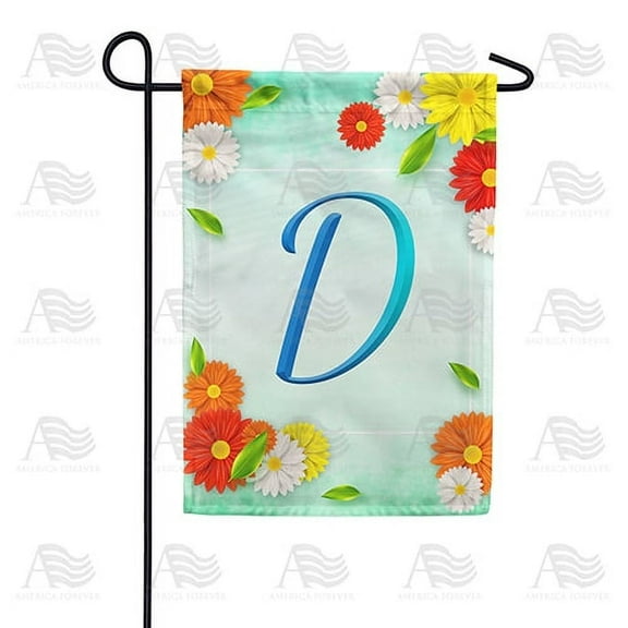 America Forever Summer Floral Monogram Garden Flag Letter D 12.5 x 18 inches Cosmos Yellow Red White Spring Flower Double Sided Vertical Outdoor Yard Lawn Decorative Seasonal Summertime Garden Flag