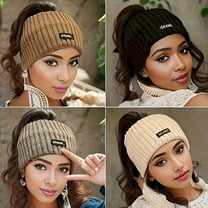 Pushtek 4pcs Women's Knit Headband Set - Thick, Warm & Stretchy for Autumn/Winter | Soft & Comfortable Elastic Hairbands with Simple Fashion Design, for Winter, Autumn