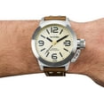 thumbnail image 5 of Mens XXL Stainless Steel Case Canteen Brown Leather Beige Dial Silver Watch - CS12, 5 of 5