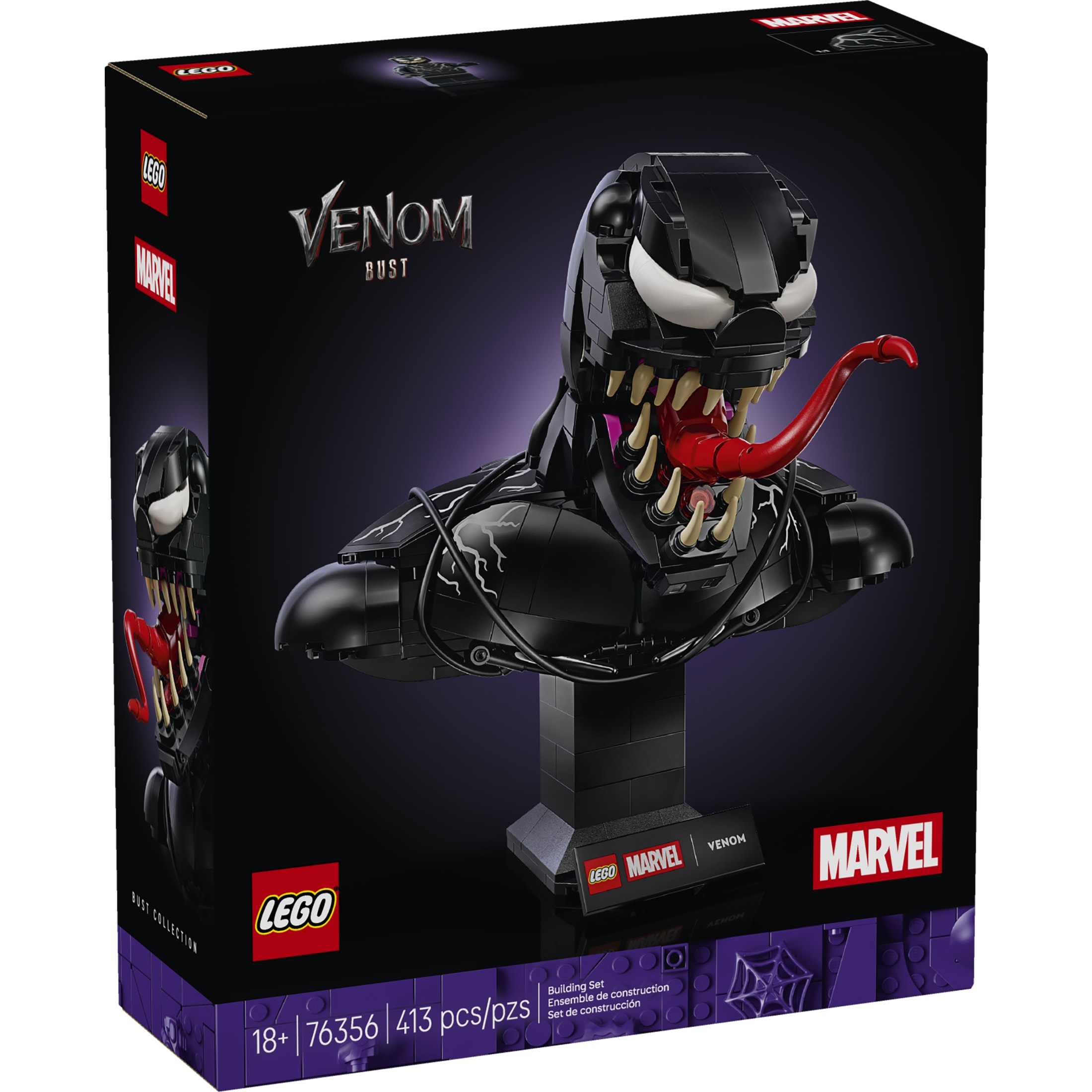 LEGO Marvel Busto de Venom - Set de Construcción Coleccionable para Adultos, Mayores de 18 Años - Decoración para Oficina en Casa, Escritorio o Estante - Con Minifigura de Venom - Regalo para Hombres y Mujeres - 76356 2