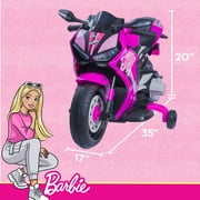 6V Barbie Motorcycle Ride on, Max 1 mph, for Kids Ages 3+ Years, by Flybar