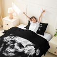 thumbnail image 3 of Homewish Goth Sugar Skull Twin Duvet Cover,Romantic Rose Floral Twin Bedding,Halloween Comforter Cover,Black Reversible,2 Pieces,1 Duvet Cover and 1 Pillowcase, 3 of 6
