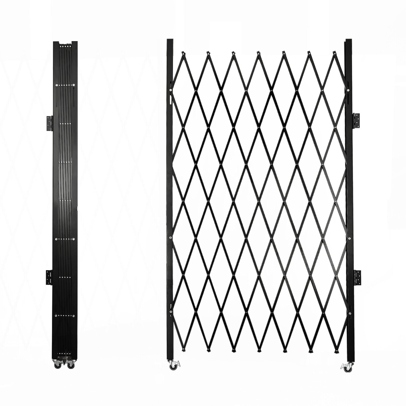 Expandable Door Gate 6-1/2'H x 12'W Scissor Gate Double Folding Security Gate Full Iron Frame (Ear Tabs And Padlock) Aluminum Mesh