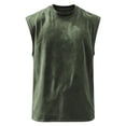 thumbnail image 5 of Solid Vintage Washed Crew Neck Muscle Tank Top Men Loose Wide Arm Cut Breathable Sleeveless Tee for Fitness Outdoor Casual Daily Looks Blackish Green L, 5 of 5
