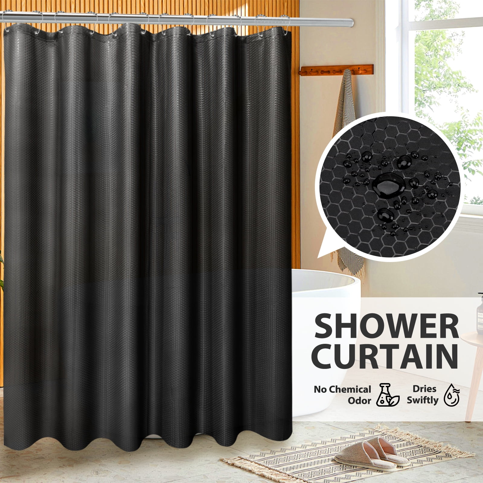 Livhil 19 Pcs Black Bathroom Accessories Sets with Shower Curtain,  Specially Designed for Small Spaces
