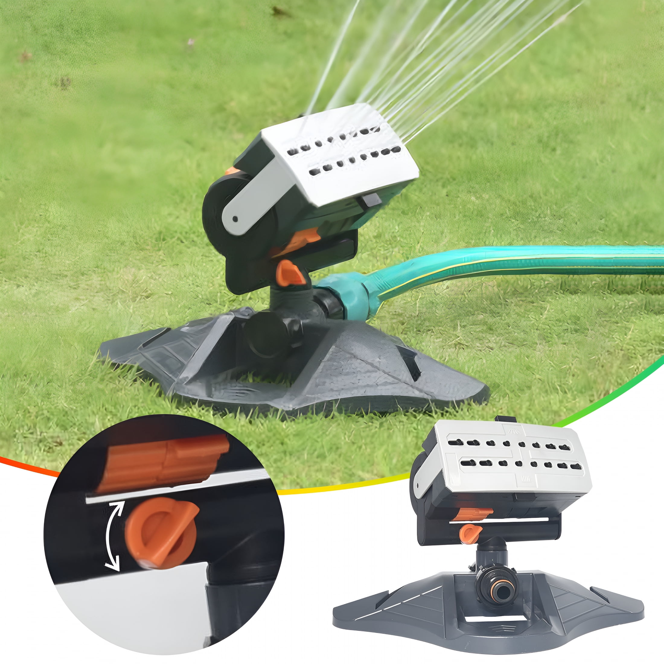 BPPEG Adjustable Range Sprinkler for Lawns & Gardens, 16 Mini Turbine Oscillating Sprinkler