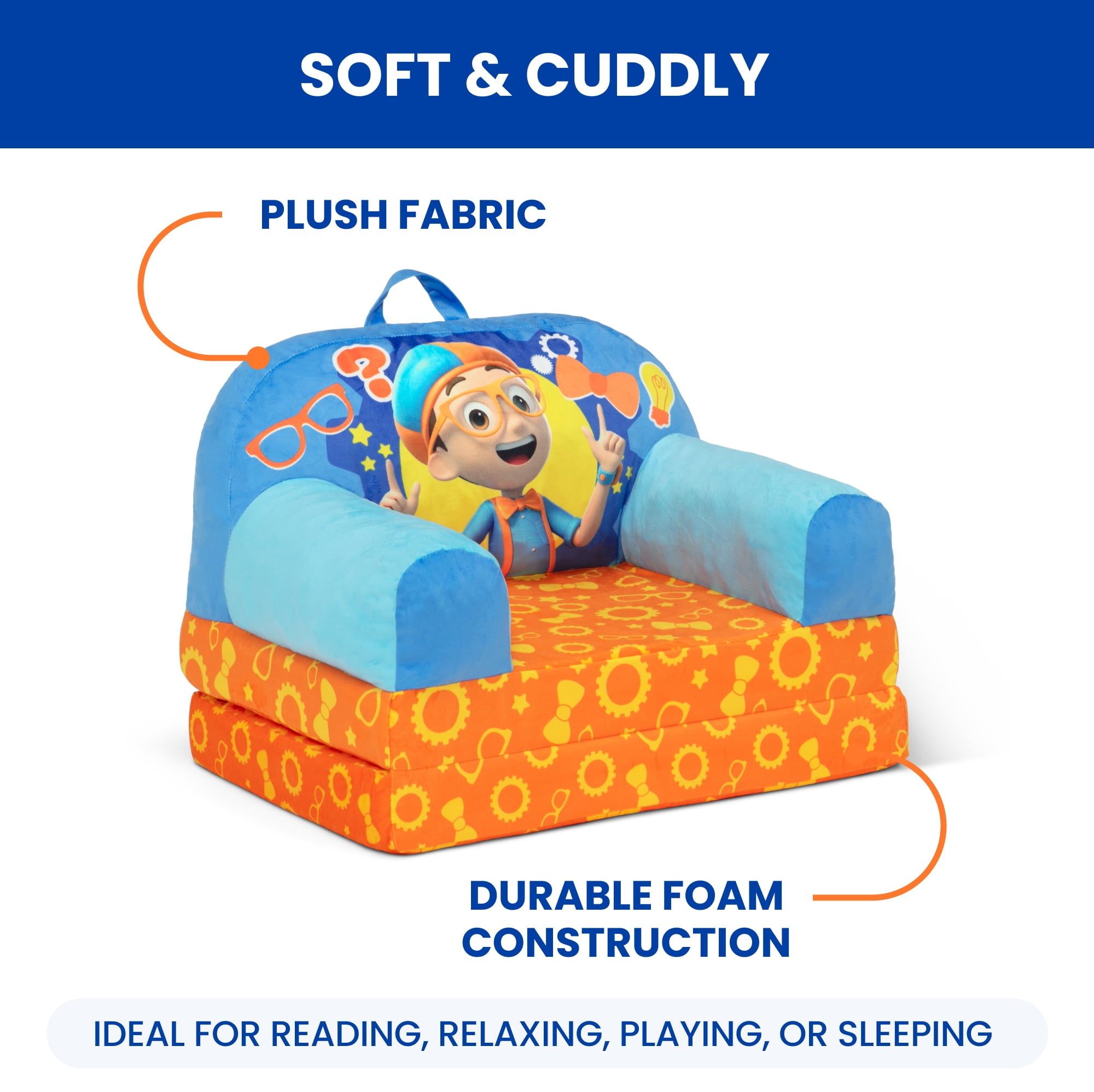 Blippi Cozee Buddy Flip-Out Chair by Delta Children, Blue