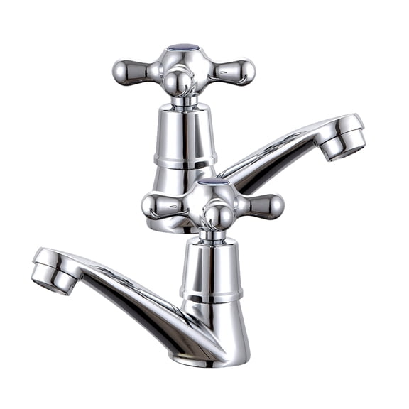 Set of 2 Bathroom Basin Sink Taps with Washbasin Faucet Plugs, and Easy to Install
