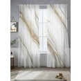 thumbnail image 2 of Abstract Art Sheer Curtains 84 Inch Long 2 Panels, Vintage Gold White Marble Texture Light Filtering Rod Pocket Semi Sheer Curtains, Sheer Voile Drapes for Living Room Bedroom, 52"x84", 2 of 5