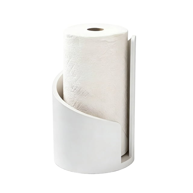 Soporte para toallas de papel de encimera con base redonda de madera y hierro. El mejor soporte para toallas de papel para una toalla de papel en la cocina, el baño o el hogar. Acabado en madera