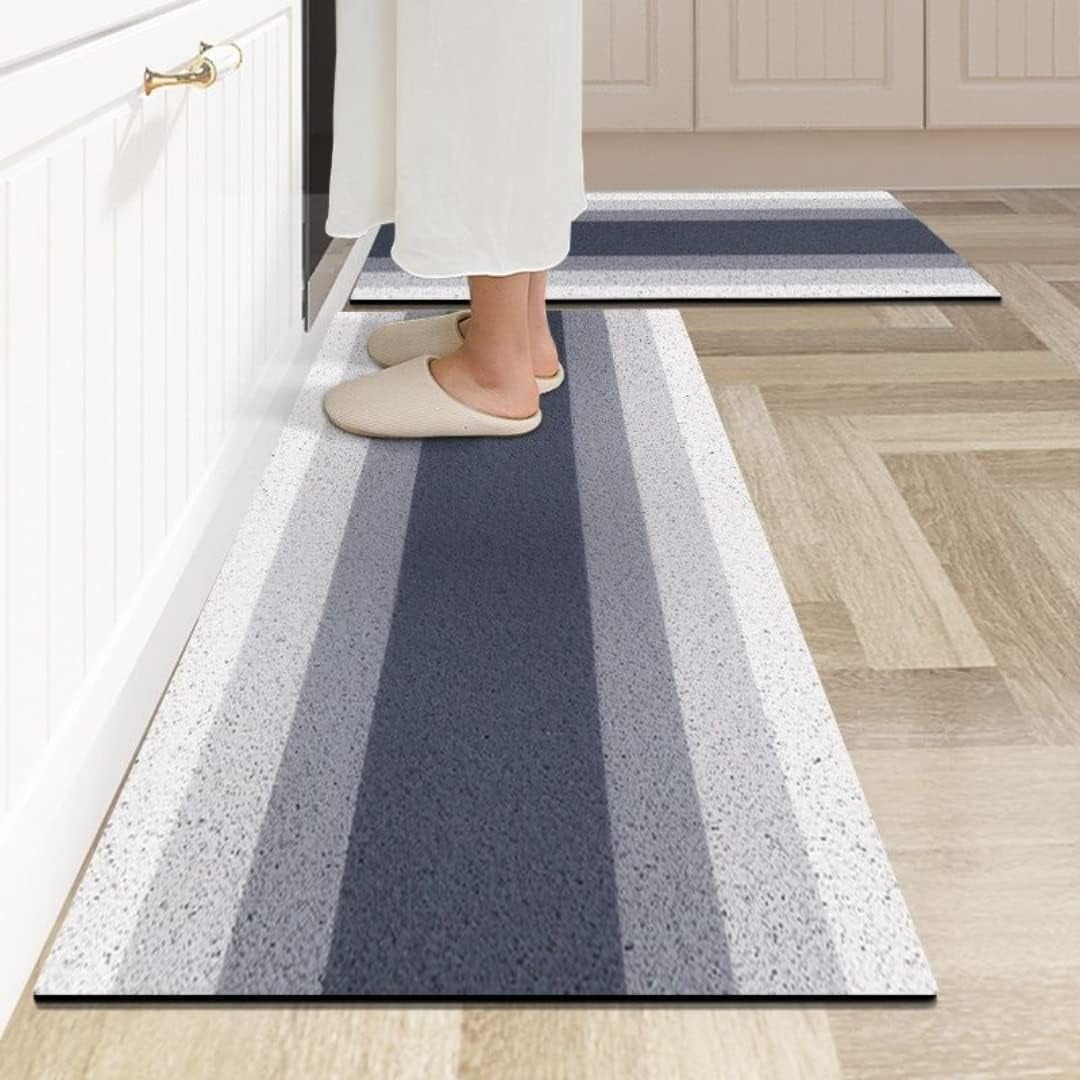 dosili Orange Kitchen Rugs Gradient Stripes NonSkid Waterproof OilResistant Washable Floor