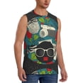thumbnail image 2 of Bixox Men's Black Head Woman with Owl Hair Printed Shirt Sleeveless Fitness Tank Top-Small, 2 of 7