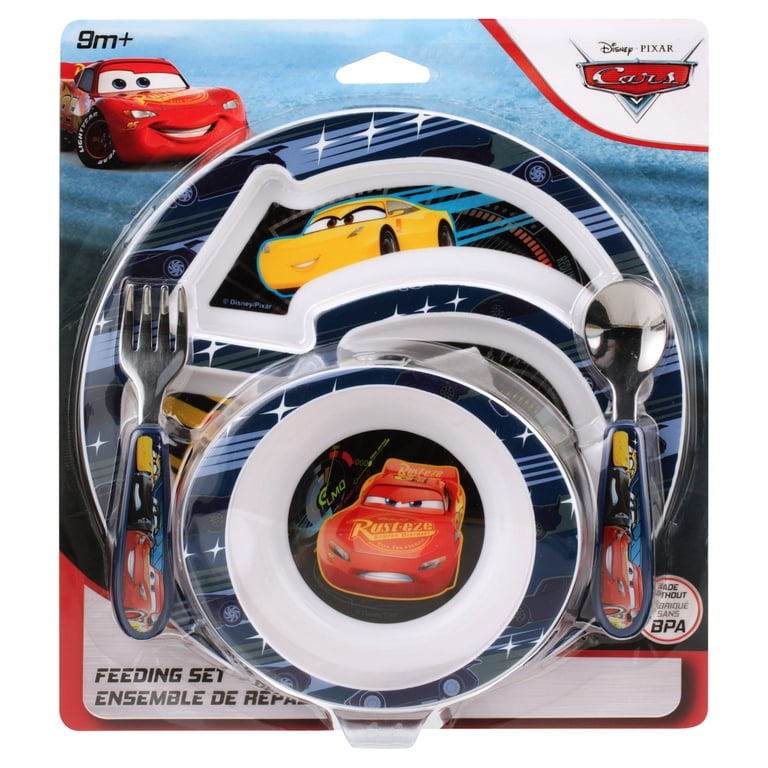 Disney Pixar Cars 3 Feeding Set Toddler Plate Bowl Knife & Fork